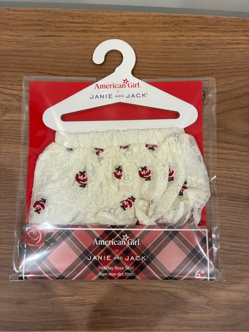 American Girl x Janie and Jack Cream Lace Holiday Rose Skirt for 18 Inch Dolls